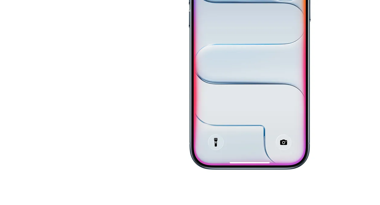 iPhone Air 局部正面外观，展示屏幕四周亮起一圈多彩霓虹辉光。